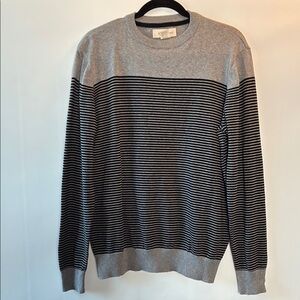 Frederik Anderson Copenhagen Pullover 100% Cotton Gray Striped Men's Sweater